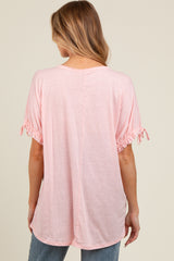 Pink Drawstring Dolman Sleeve Maternity Top