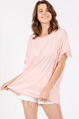 Pink Drawstring Dolman Sleeve Top