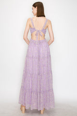 Lavender Floral Open Back Maxi Dress