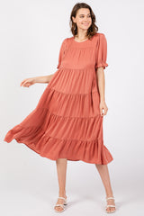 Salmon Short Sleeve Dress