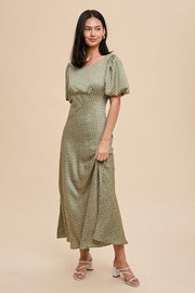 Eucalyptus Puff Sleeve Dress