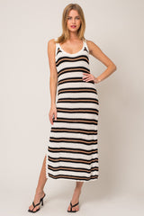 Ivory Stripe Crochet Maternity Maxi Dress