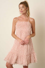 Blush Feather Tank Mini Dress