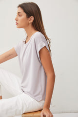 Grey Rolled Cuff Sleeve Top