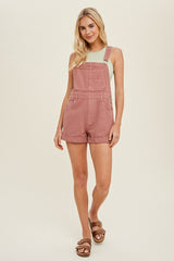 Rose Cuffed Denim Short Overalls