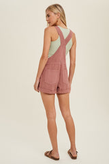 Rose Cuffed Denim Short Overalls