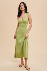 Light Olive Knit Deep V-Neck Maternity Maxi Dress