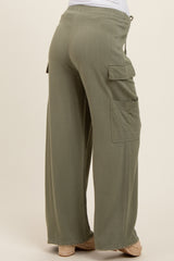 Olive Pocketed Drawstring Maternity Pants