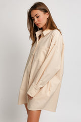 Taupe Oversized Shirt Dress