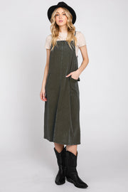 Dark Olive Washed Jumper Dress