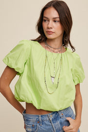 Lime Green Short Sleeve Bubble Top