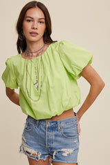 Lime Green Short Sleeve Bubble Top