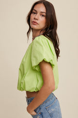 Lime Green Short Sleeve Bubble Top